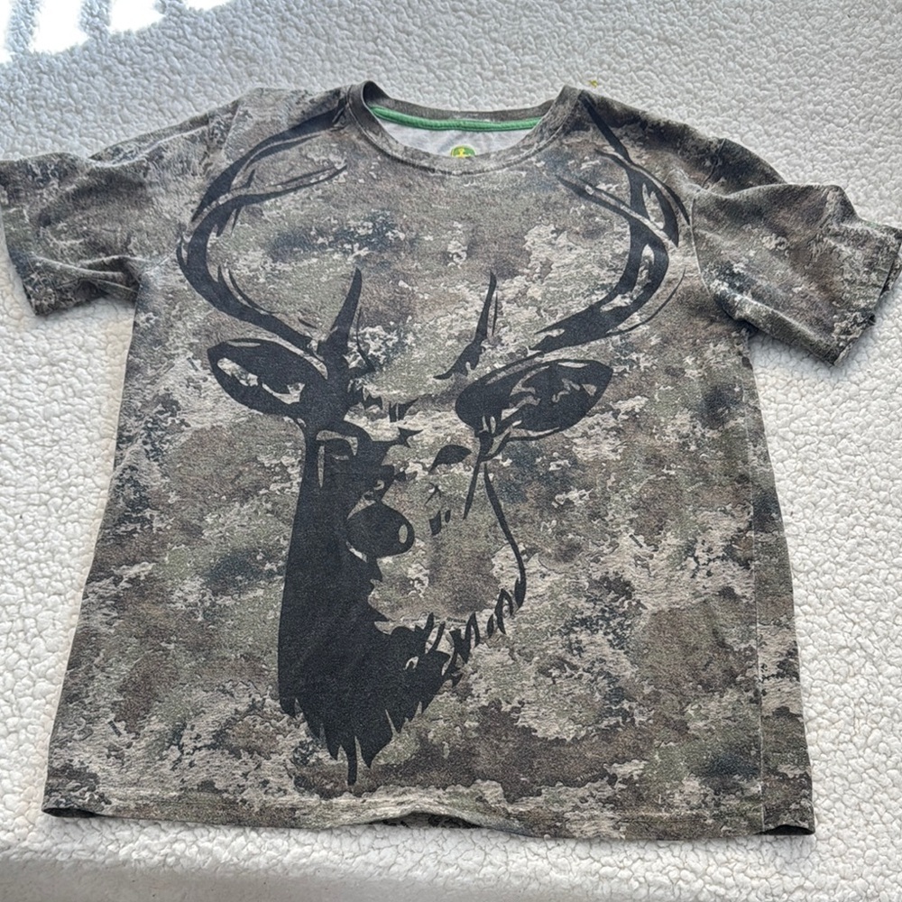 John Deere Green and Black Short Sleeve Tee with Deer Graphic